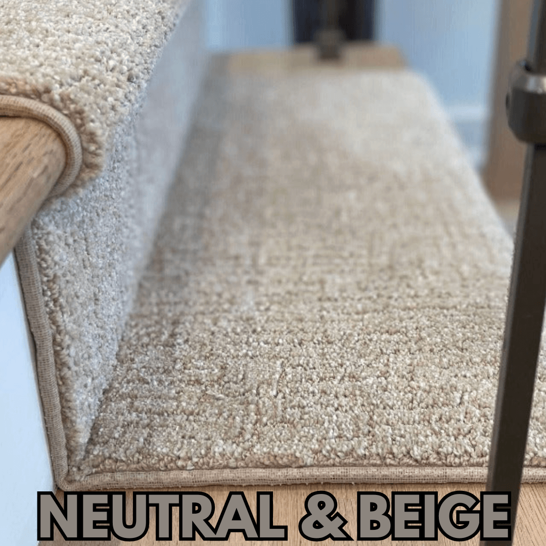 neutral and beige color stair runners