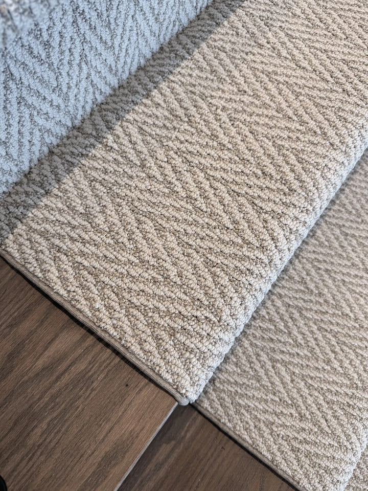 Mushroom color stair runner carpet top view