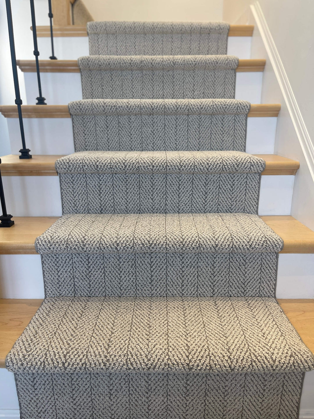 Top view of Amalfi Santa Marina herringbone stair runner Canada – DIY-friendly European style carpet