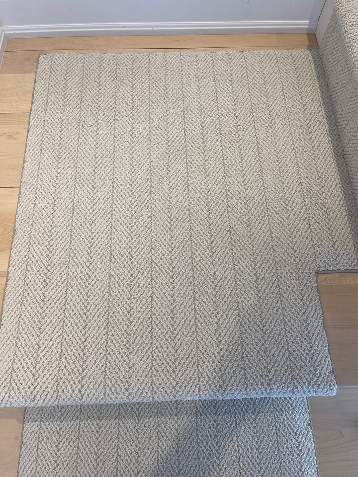 Close-up texture of Amalfi Spartis Herringbone Stair Runner Landing Canada showing detailed weave