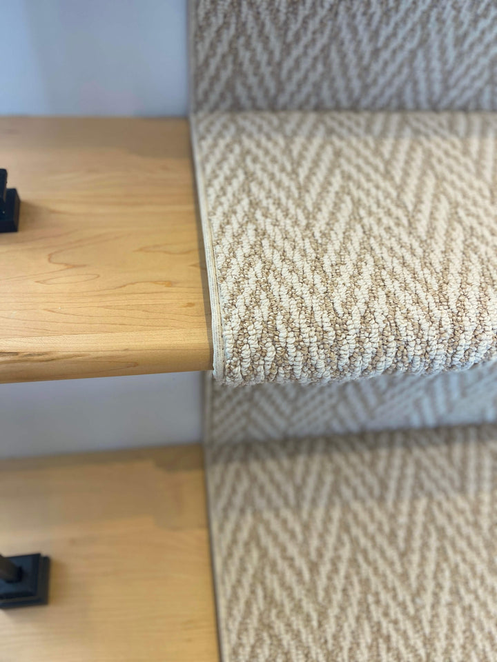Close-up texture of Anderson Tuftex Boutique Herringbone Stair Runner Canada showing durable weave