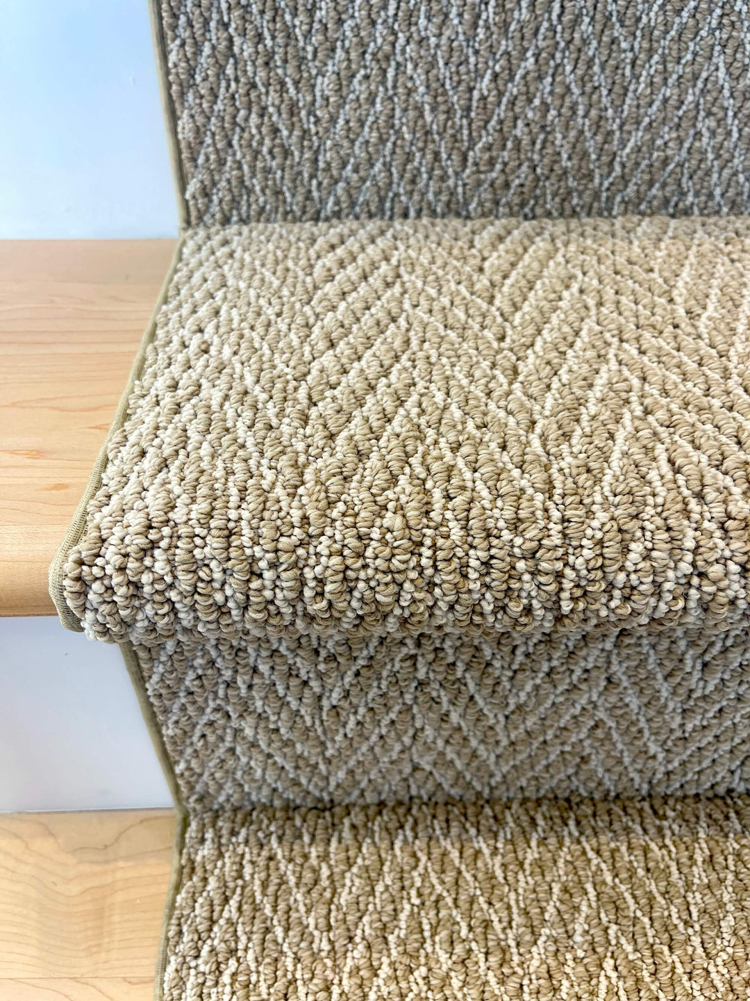 Close-up of Anderson Tuftex Cork Herringbone stair runner Canada – textured carpet detail