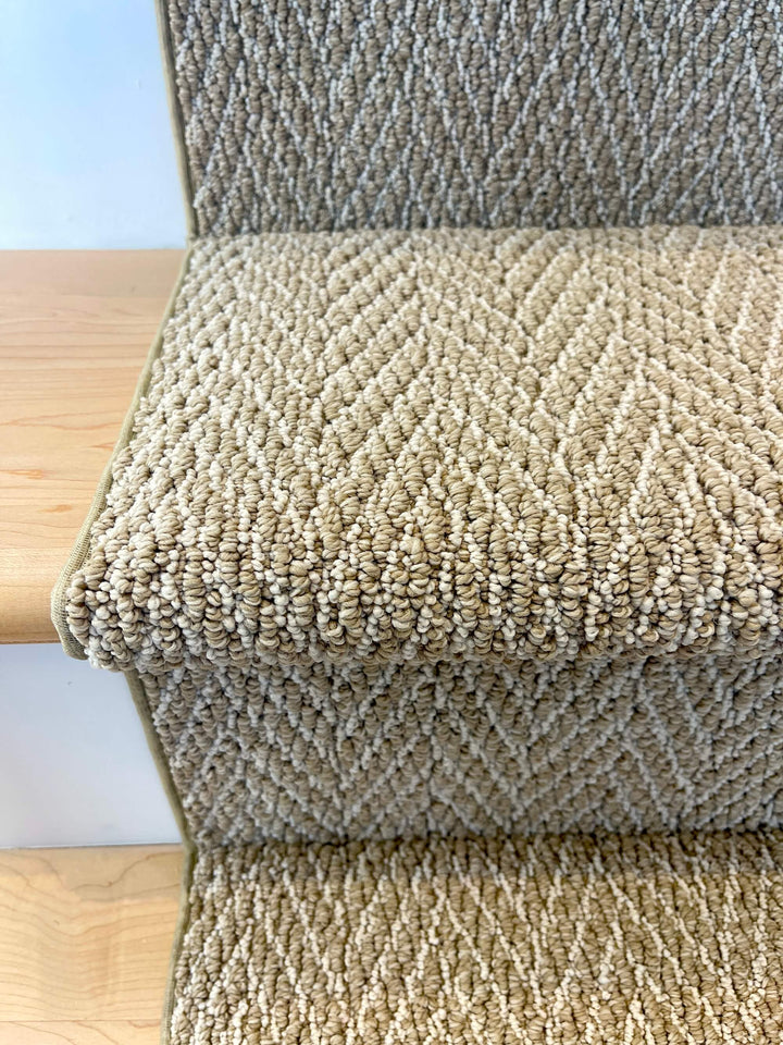 Close-up of Anderson Tuftex Cork Herringbone stair runner Canada – textured carpet detail