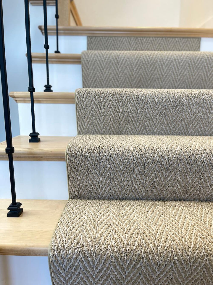 Top view of Anderson Tuftex Cork Herringbone stair runner Canada – DIY-friendly carpet runner