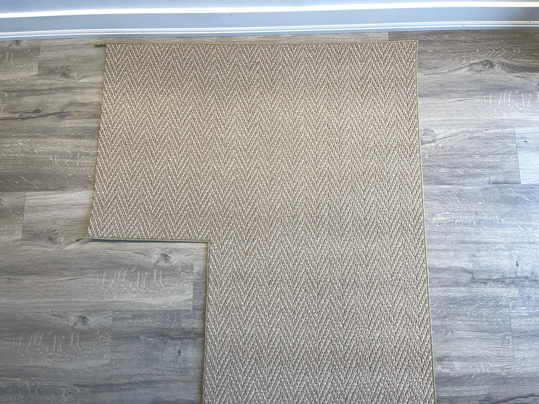 Close-up of Anderson Tuftex Cork Stair Runner Landing Canada showing herringbone weave