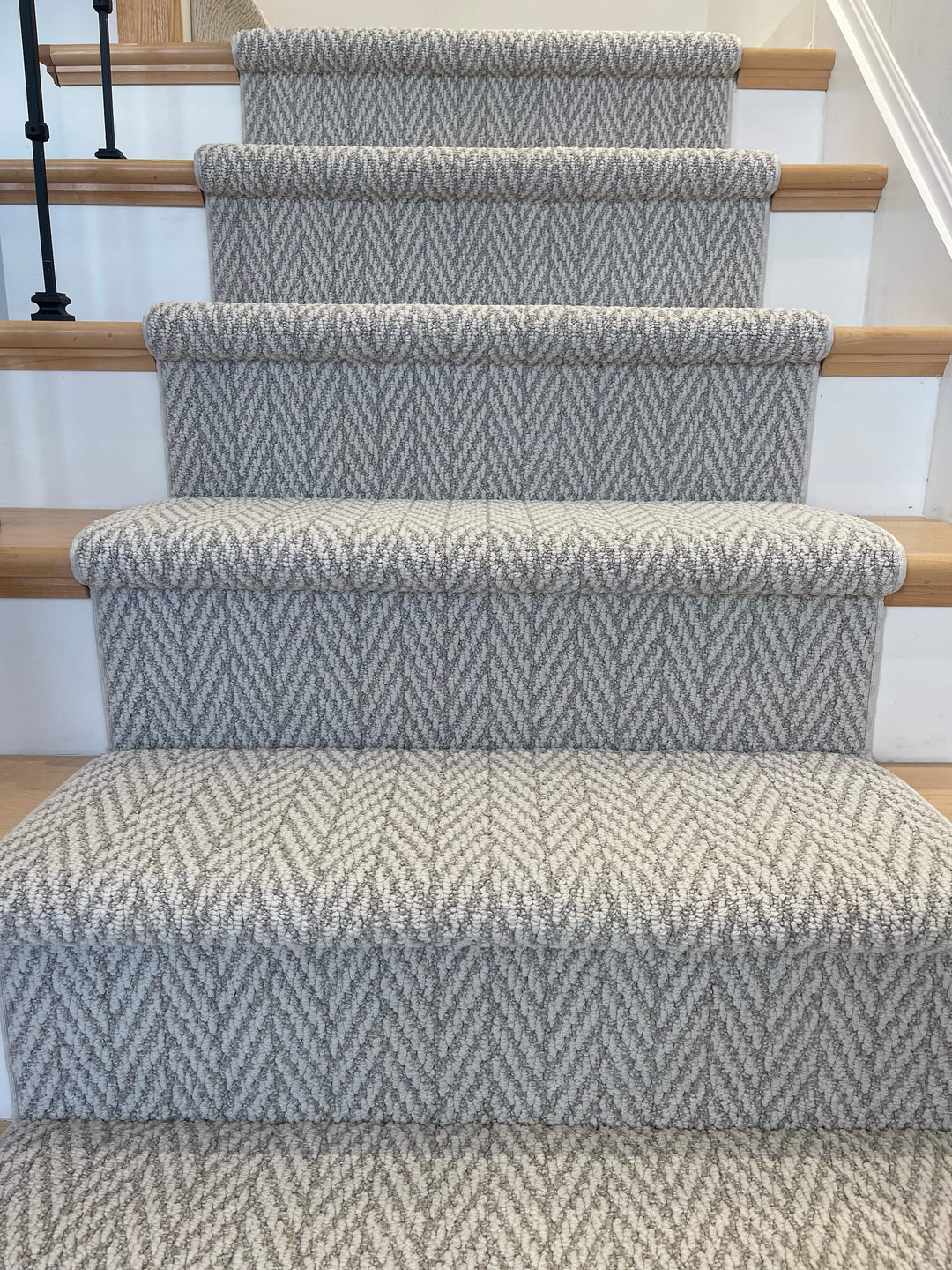 Close-up texture of Anderson Tuftex Fossil Herringbone Stair Runner Canada showing detailed weave