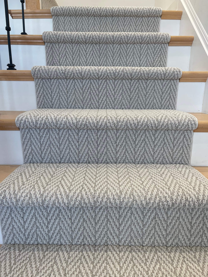 Close-up texture of Anderson Tuftex Fossil Herringbone Stair Runner Canada showing detailed weave