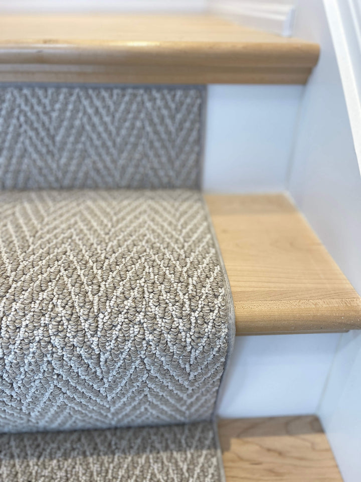 Close-up of Anderson Tuftex Twine stair runner Canada – textured modern farmhouse carpet detail