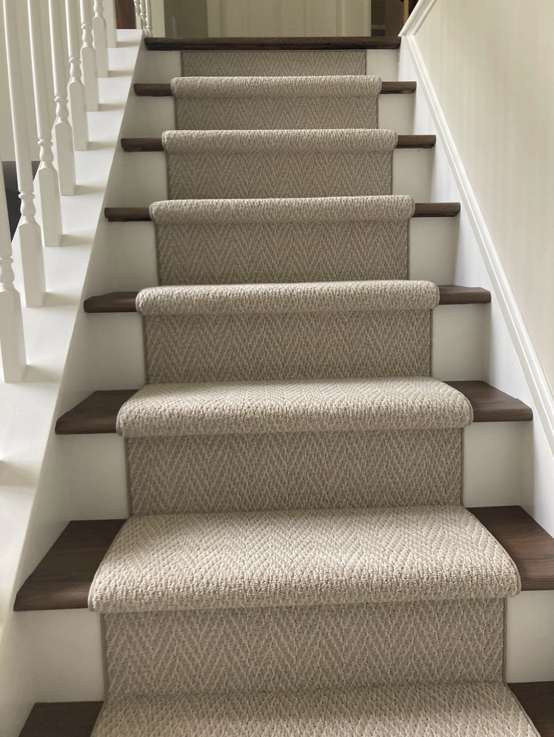 Top view of Anderson Tuftex Twine stair runner Canada – modern farmhouse carpet runner