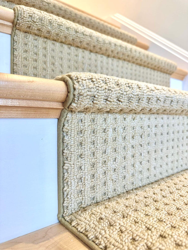 Boloria Maple Cream stair runner Canada – Berber carpet runner shown from side angle
