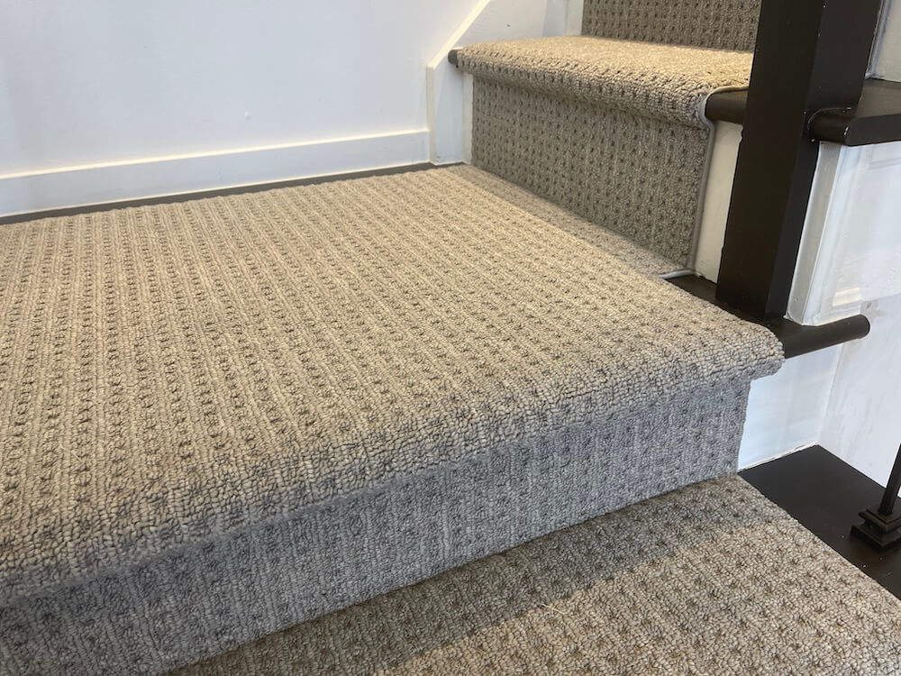 Boloria Windsor Gray Stair Runner Landing Canada installed on stair landing